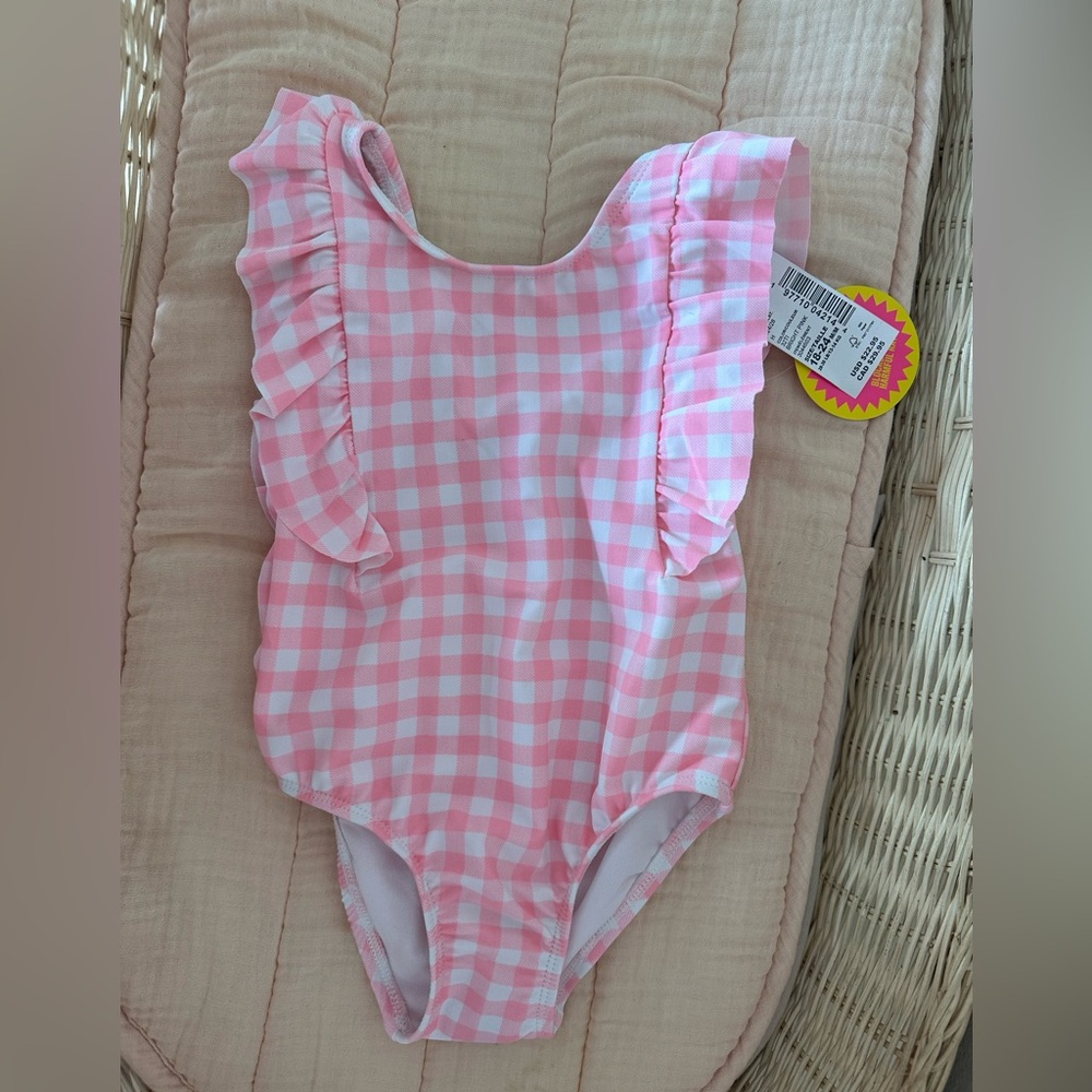 The Children’s Place Pink Gingham Ruffle toddler Swimsuit